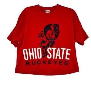 Vintage Ohio State Buckeyes Crop Top Graphic T-Shirt Single Stitch Brutus USA